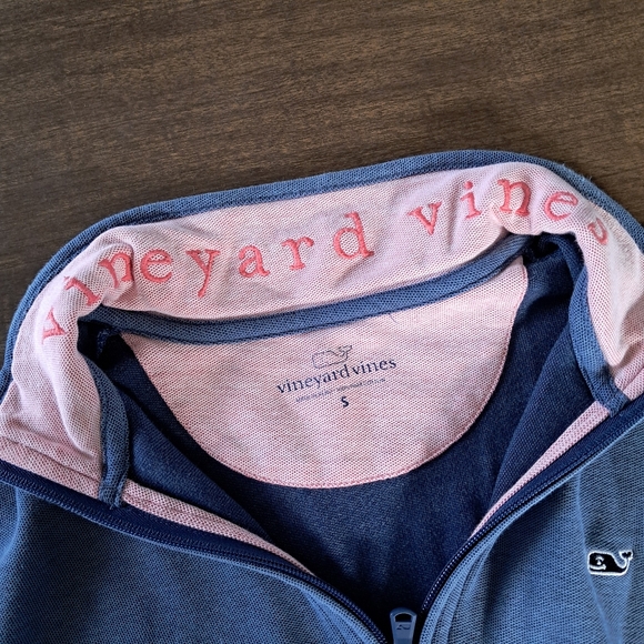Vineyard Vines Men 1/4 Zip Pullover Sweater Blue Pink Size Small - Picture 4 of 6